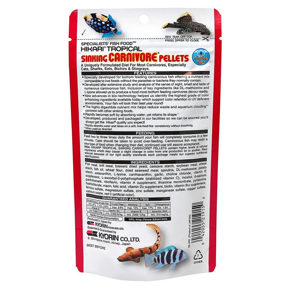 Hikari USA Sinking Carnivore Pellets Fish Food 2.61-oz