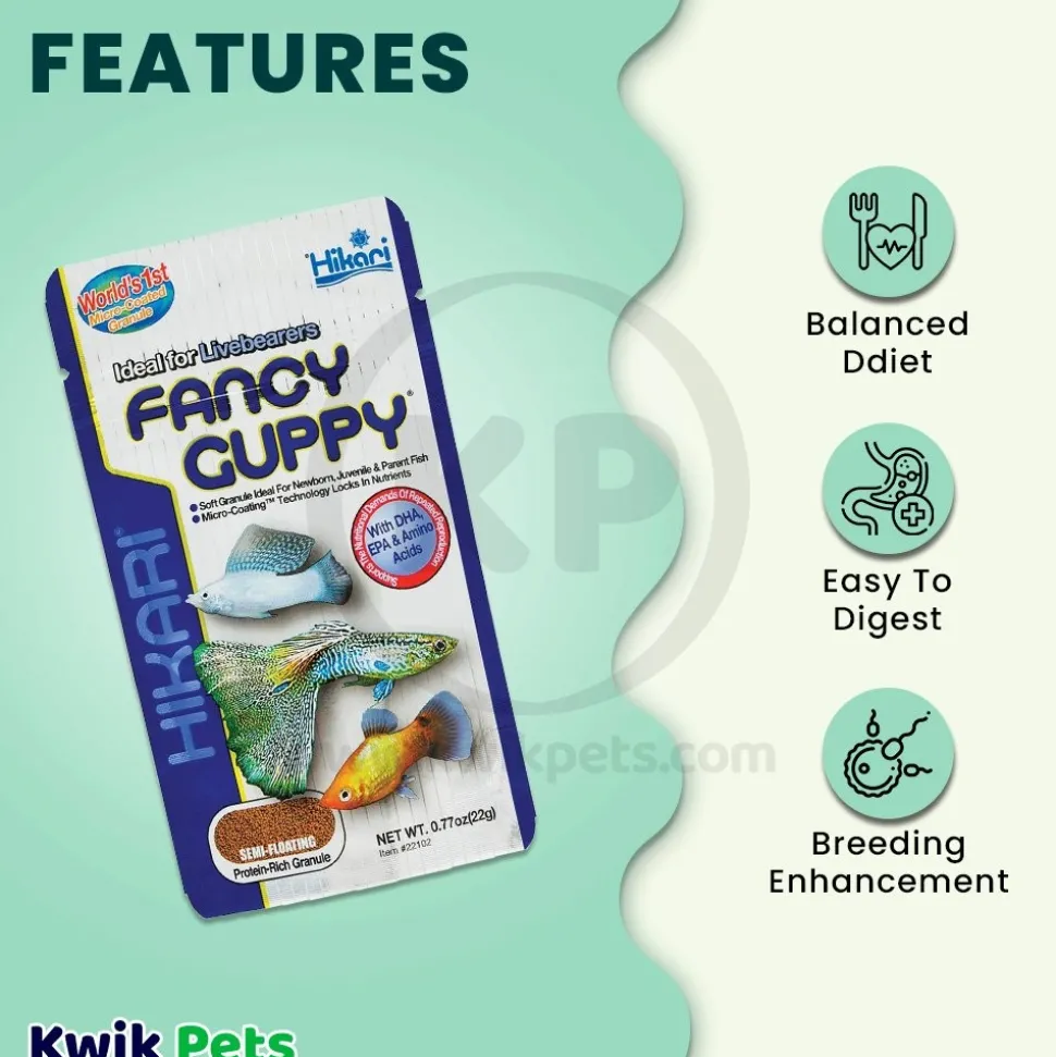 Hikari USA Tropical Fancy Guppy Semi-Floating Granules Fish Food 0.77-oz
