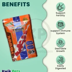 Hikari USA Wheat-Germ Floating Medium Pellet Fish Food for Koi Goldfish & Other Pond Fishes 17.6-oz
