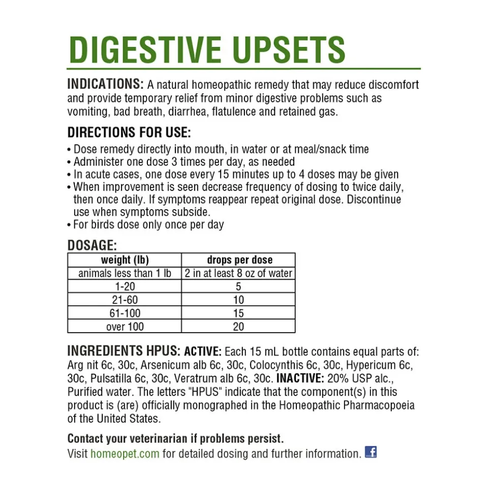 HomeoPet Digestive Upsets Supplement for All Pets 15 ml