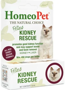 HomeoPet Feline Kidney Rescue Liquid Cat Supplement for Cats 15-ml