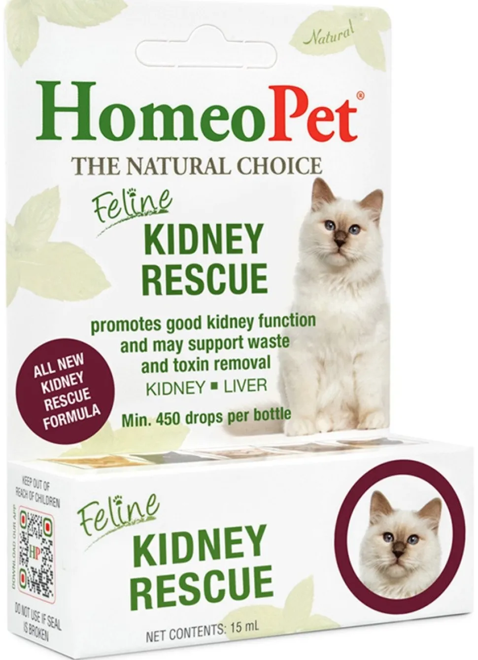 HomeoPet Feline Kidney Rescue Liquid Cat Supplement for Cats 15-ml