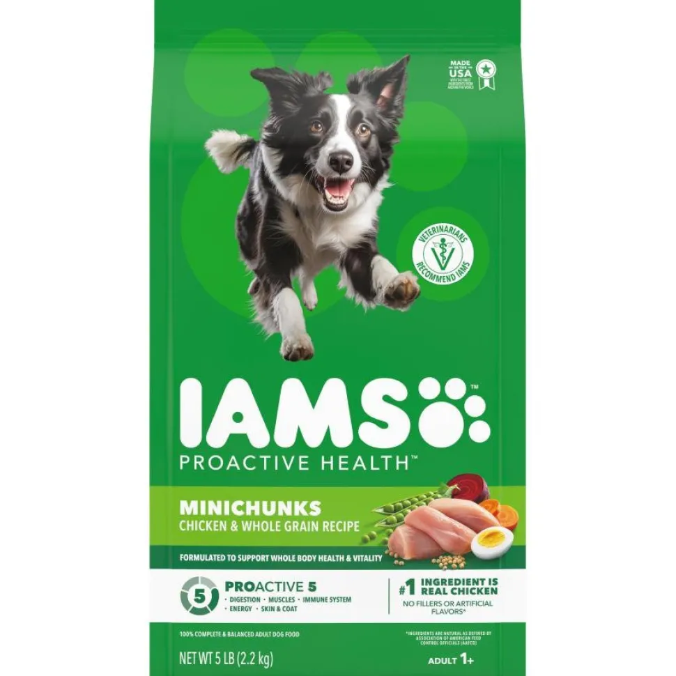 IAMS Minichunks Small Kibble High Protein Adult Dry Dog Food Chicken & Whole Grain 5-lb