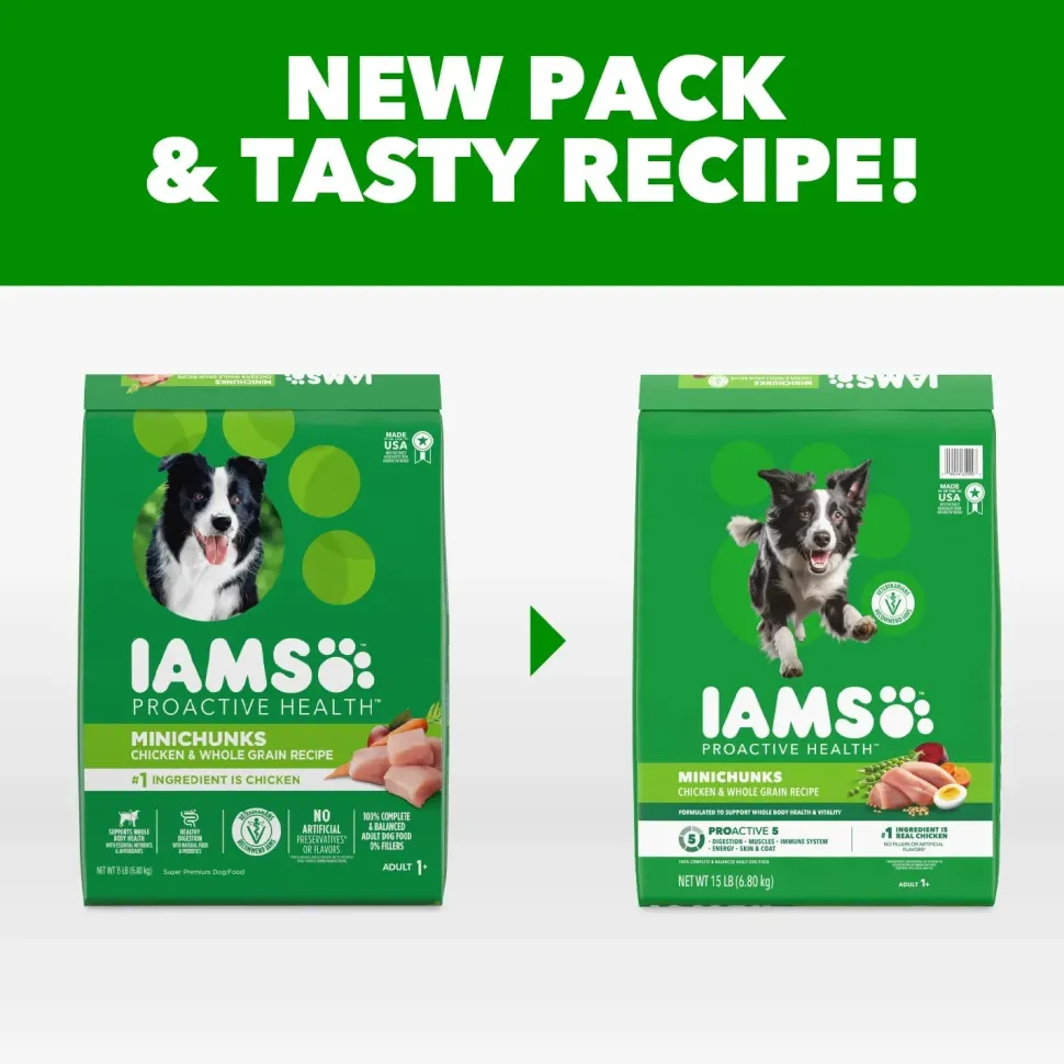 IAMS Minichunks Small Kibble High Protein Adult Dry Dog Food Real Chicken 15-lb