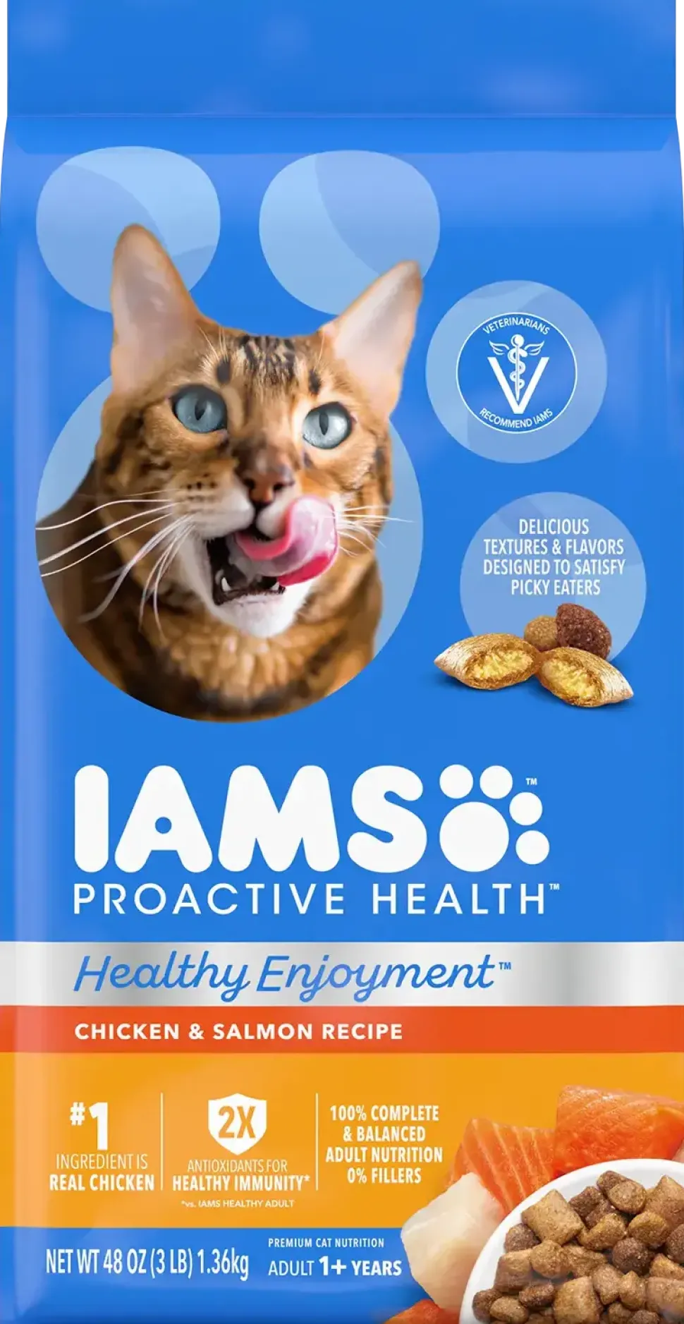 IAMS ProActive Health Healthy Enjoyment Adult Dry Cat Food Chicken & Salmon 3-lb