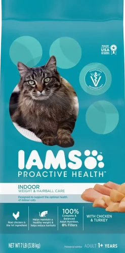IAMS Proactive Health Weight Control & Hairball Care Indoor Adult Dry Cat Food Chicken & Turkey 7-lb