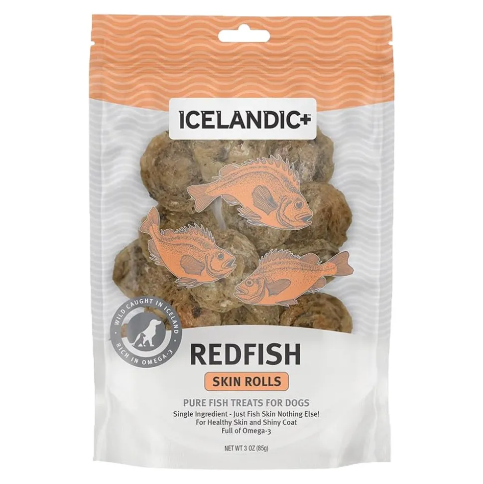 Icelandic+ Redfish Skin Rolls Natural Dog Treats 3-oz