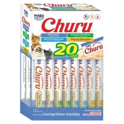 Inaba Churu Creamy Purée Tuna Variety Box Lickable Cat Treats 0.5-oz Tubes 20 Count