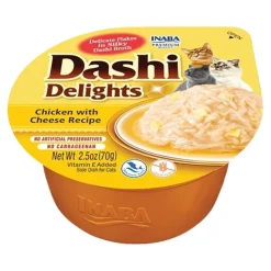 Inaba Dashi Delights Lickable Cat Treats Chicken with Cheese Recipe 2.5-oz Cups 6 Count
