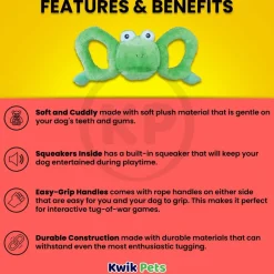 Jolly Pet Tug-a-Mals Frog Dog Toy Green Small 3-in