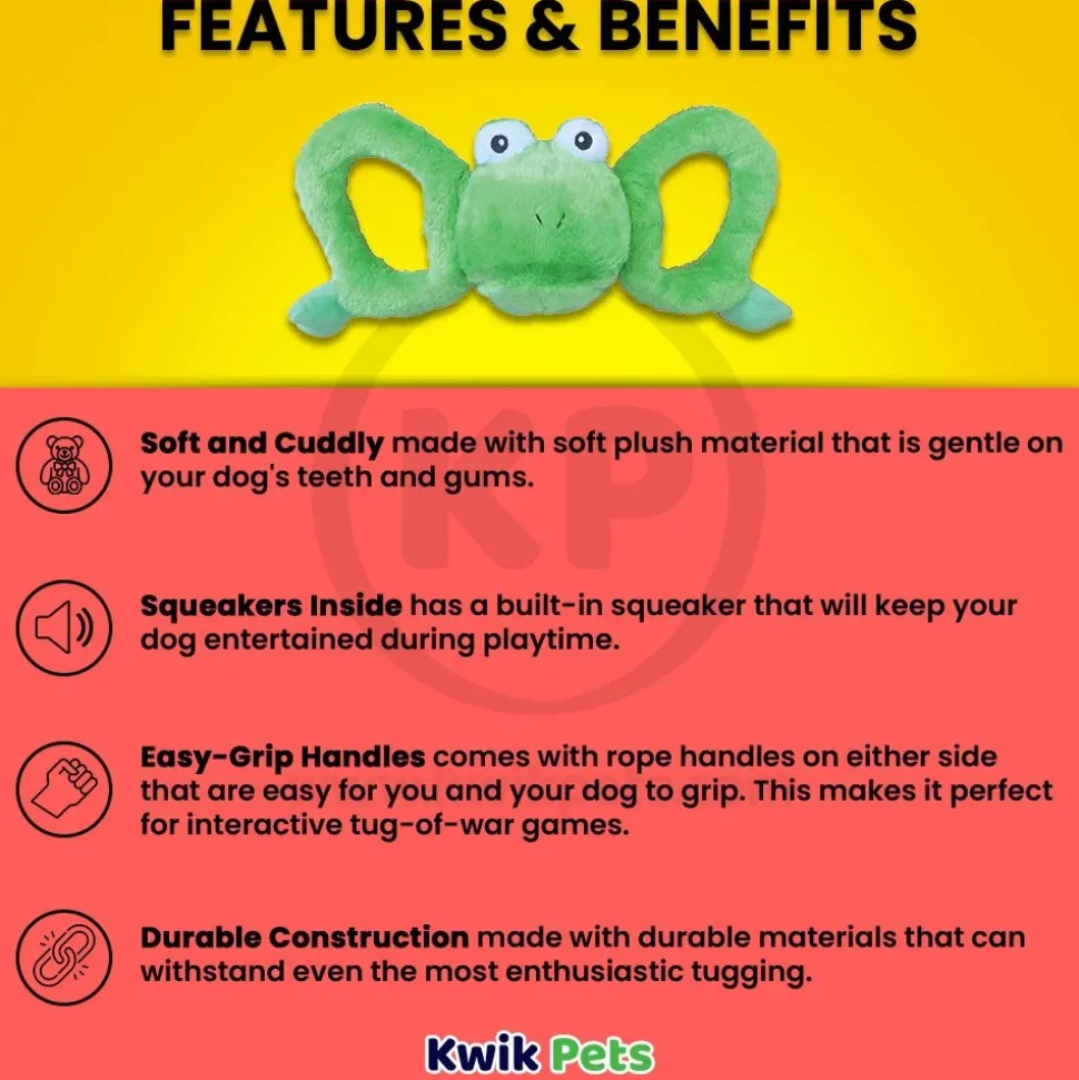 Jolly Pet Tug-a-Mals Frog Dog Toy Green Small 3-in