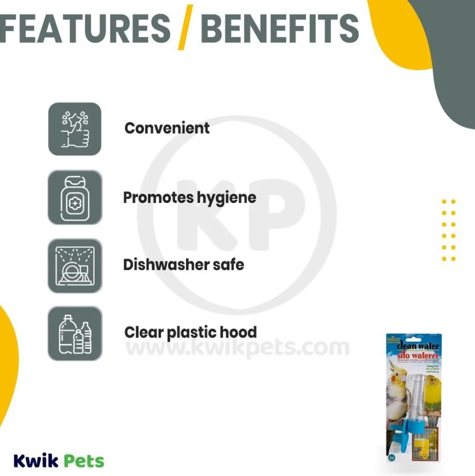 JW Pet Clean Water Silo Bird Waterer Assorted Small