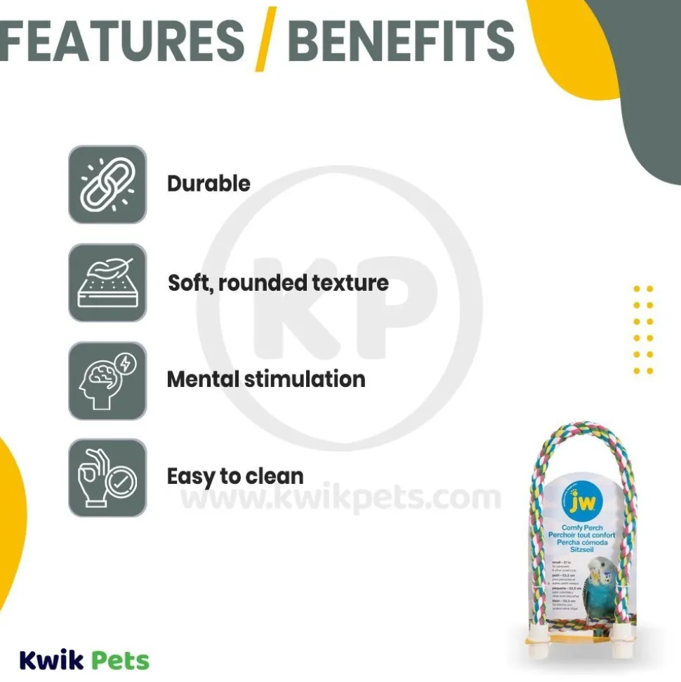 JW Pet Comfy Perch for Birds Multicolor Small 32-in