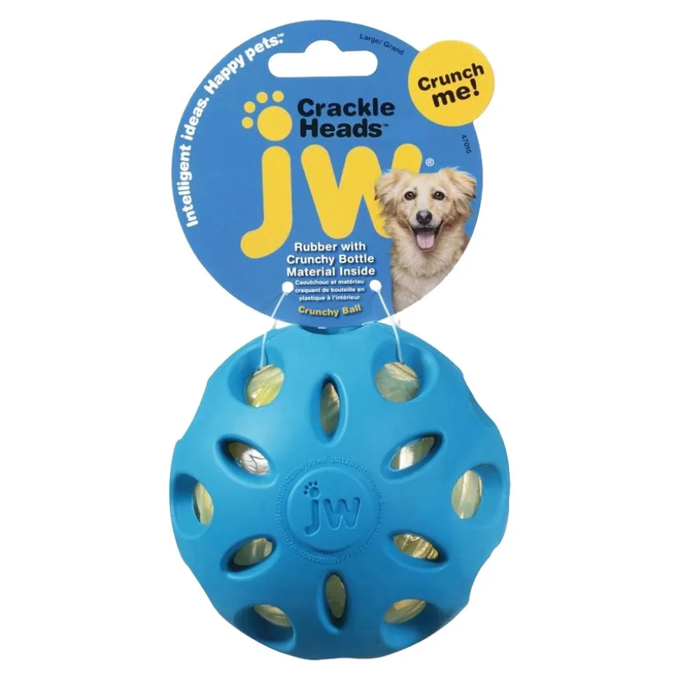 JW Pet Crackle Heads Crackle Ball Dog Toy Assorted Large