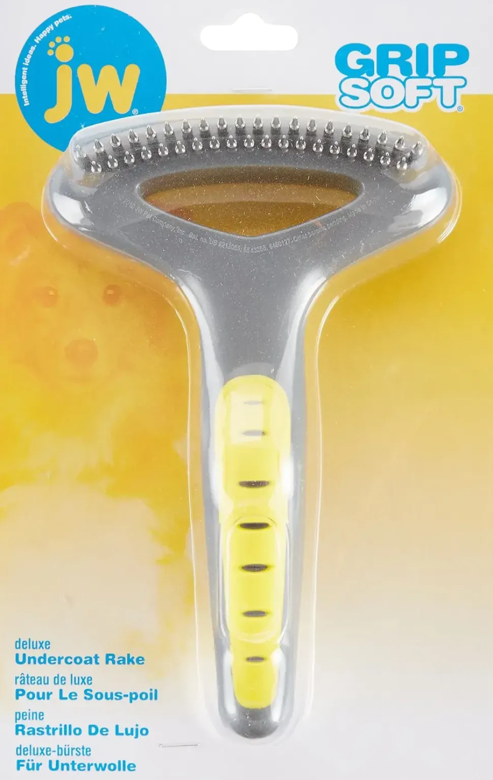 JW Pet GripSoft Double Row Undercoat Rake Regular Teeth for Dogs