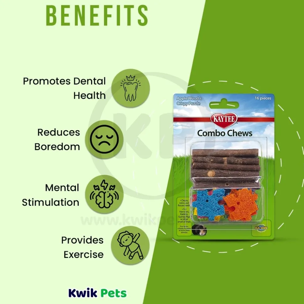 Kaytee Apple Wood & Crispy Puzzle Combo Chews for Small Animals 16 Count