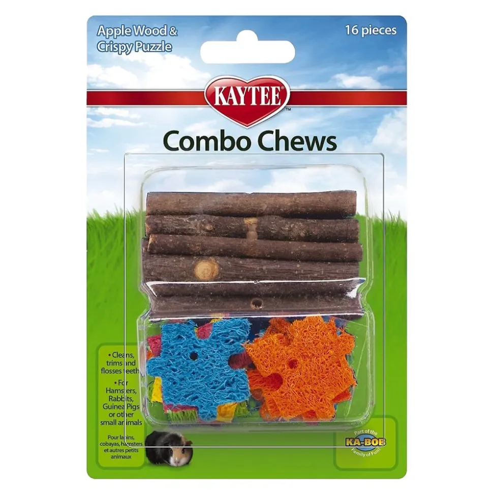 Kaytee Apple Wood & Crispy Puzzle Combo Chews for Small Animals 16 Count