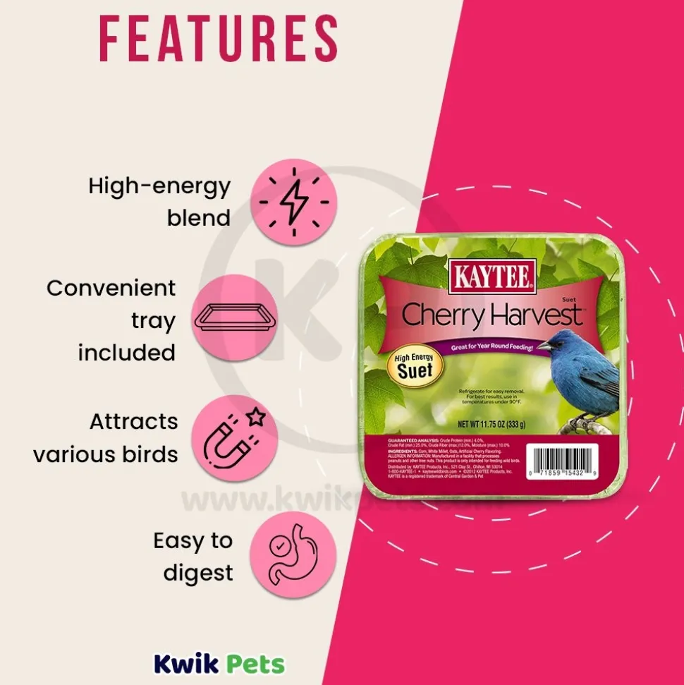 Kaytee Cherry Harvest High Energy Wild Bird Suet 11.75-oz