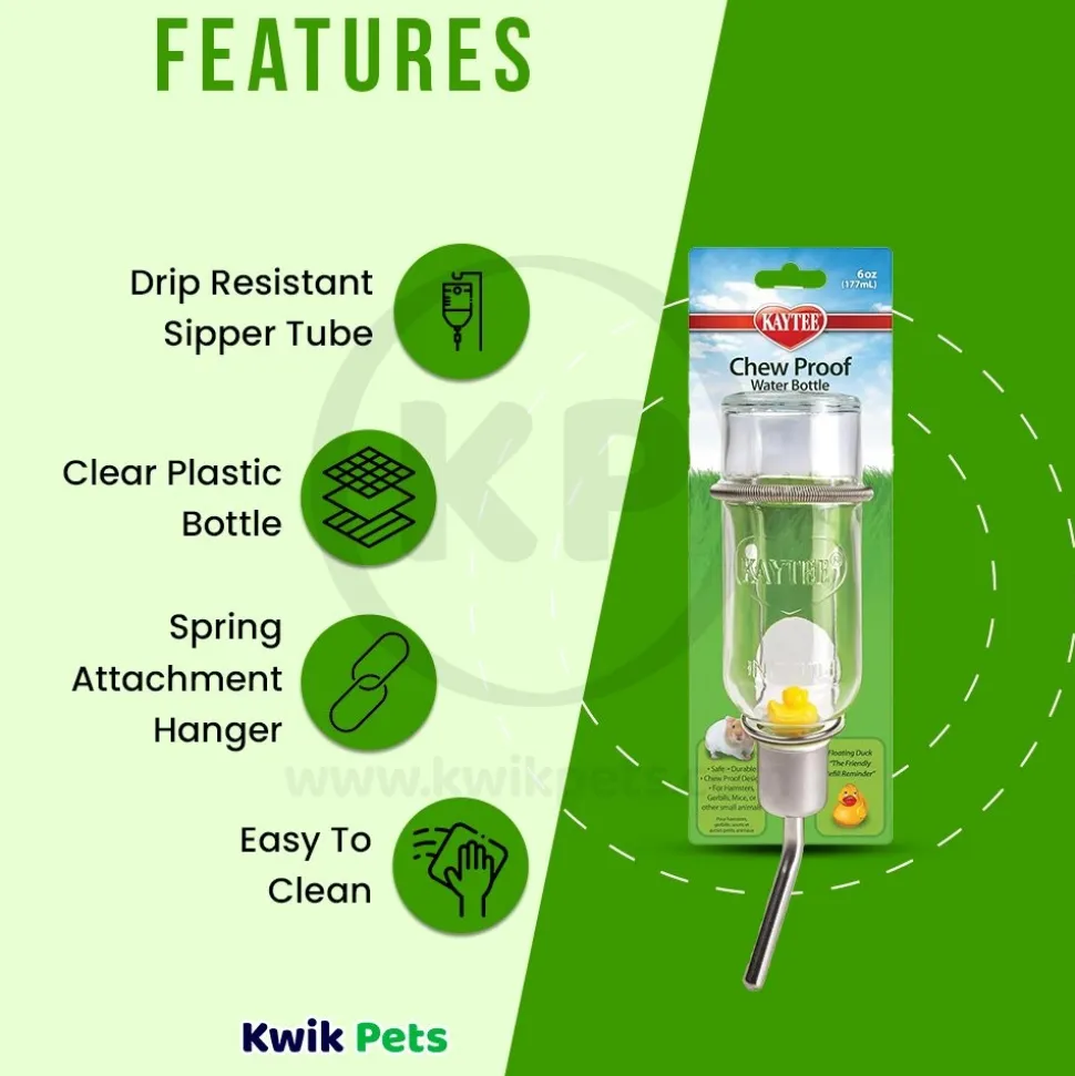 Kaytee Chew-Proof Water Bottle Clear 6-oz