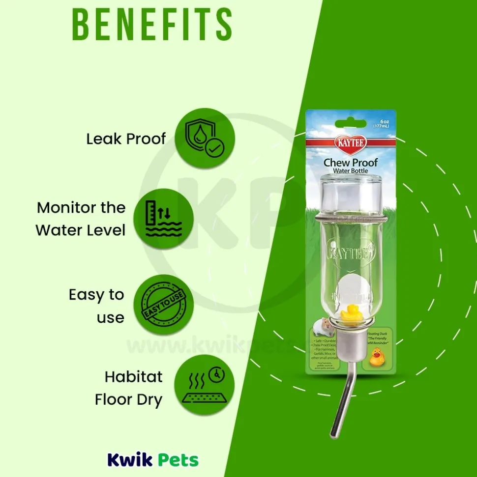 Kaytee Chew-Proof Water Bottle Clear 6-oz