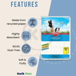 Kaytee Clean & Cozy White Paper Small Animal Bedding 85 Liters