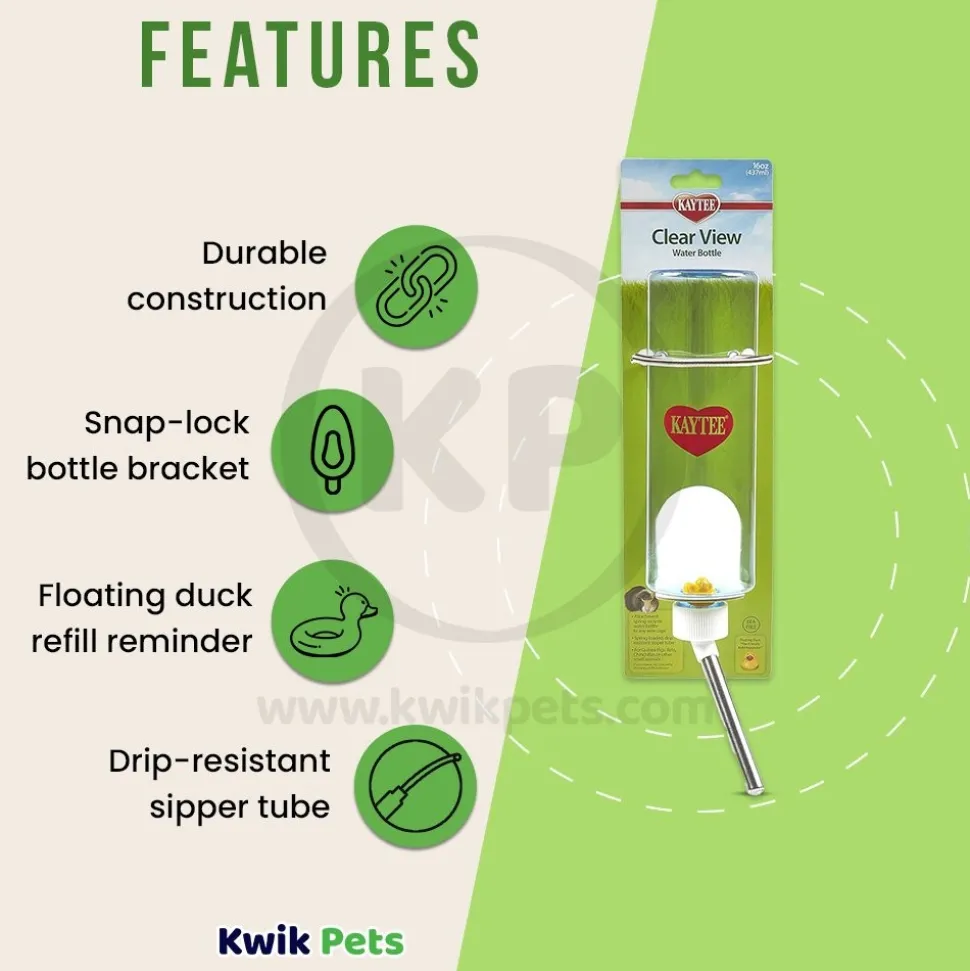 Kaytee Clear Water Bottle for Small Pets 16-oz