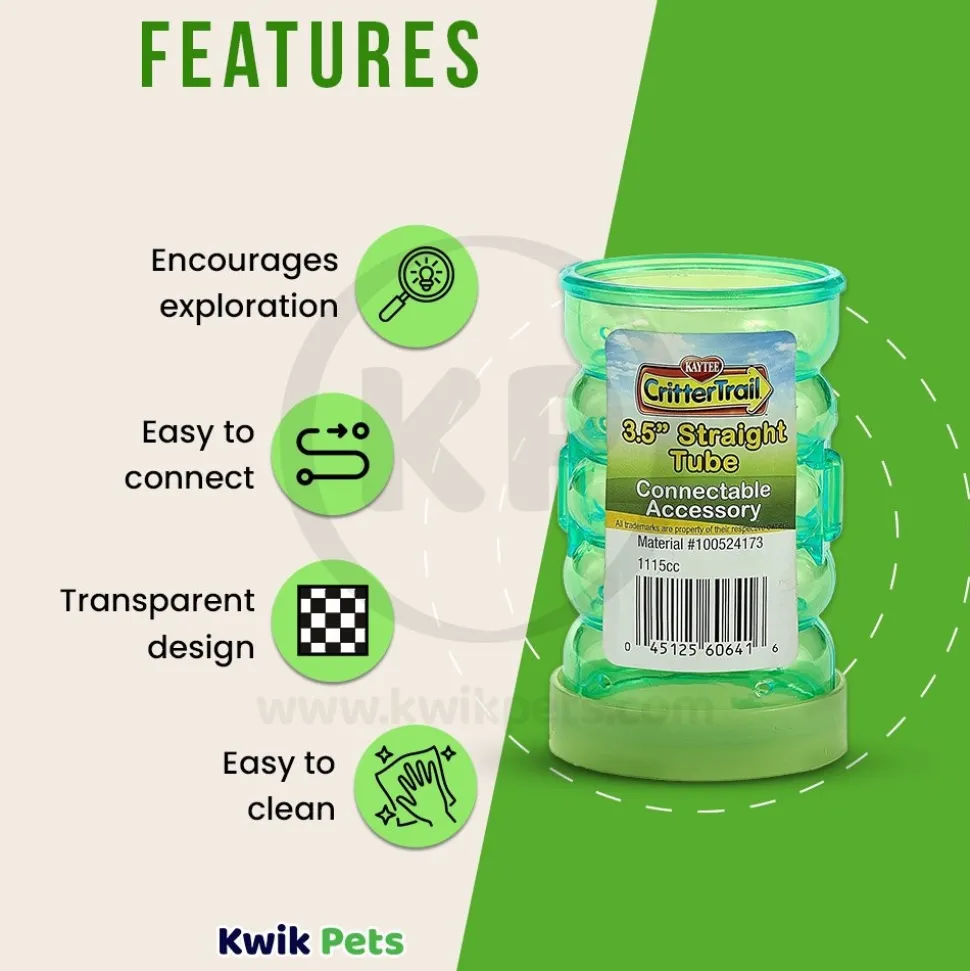 Kaytee CritterTrail Straight Tube Connectable Accessory for Small Pets 3.5-in