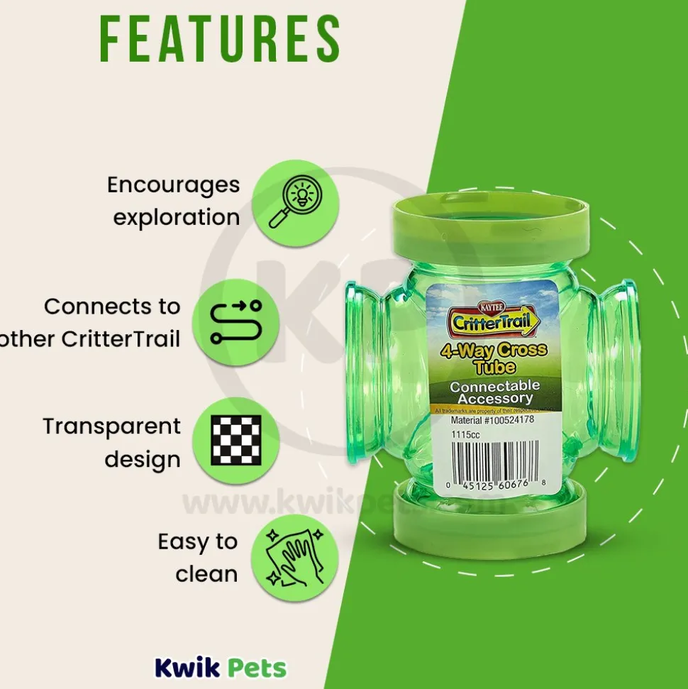 Kaytee CritterTrail 4-Way Cross Tube Connectable Accessory for Small Pets