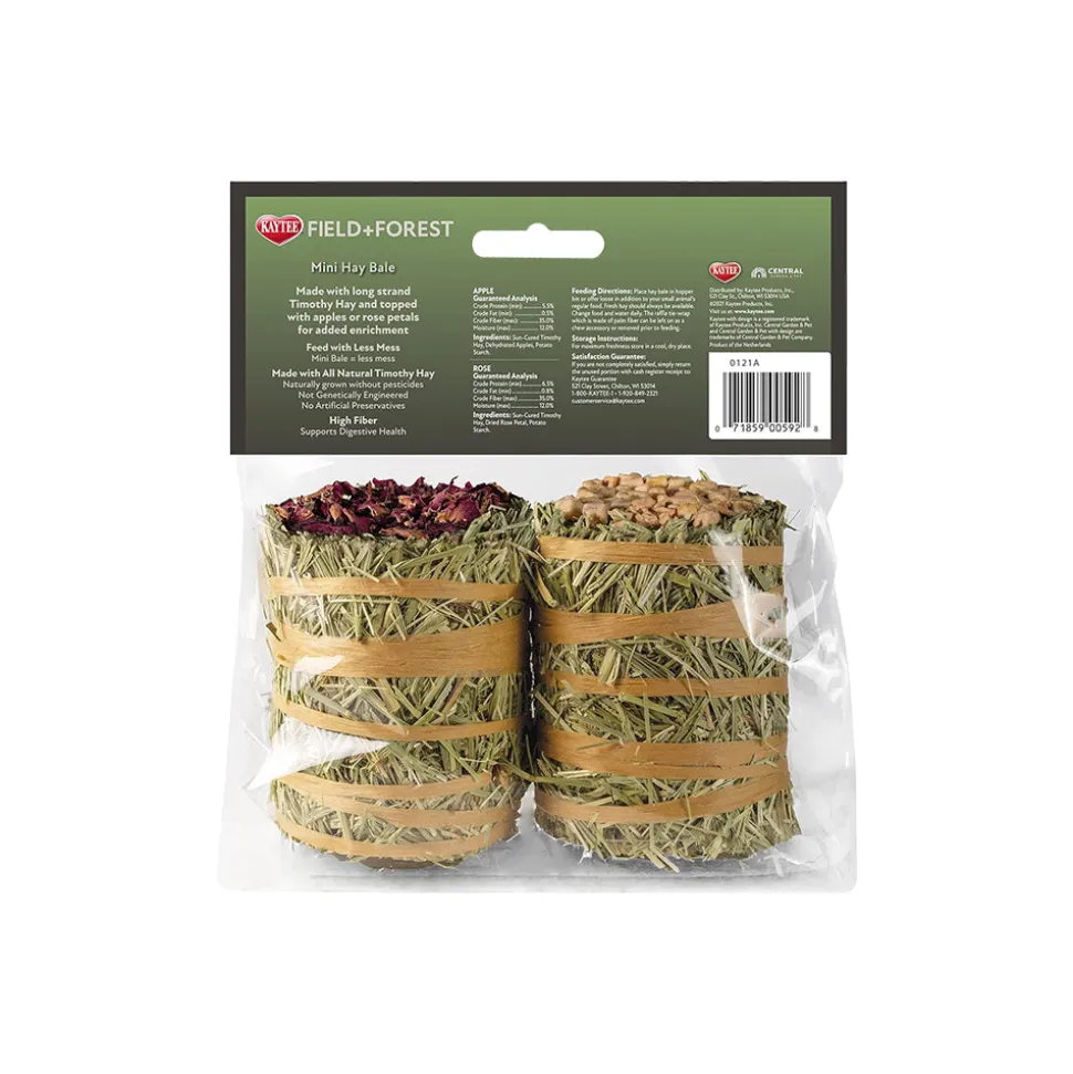 Kaytee Field+Forest Mini Hay Bales Apple & Rose for Rabbits Guinea Pigs & Chinchillas 2 Count 7-oz