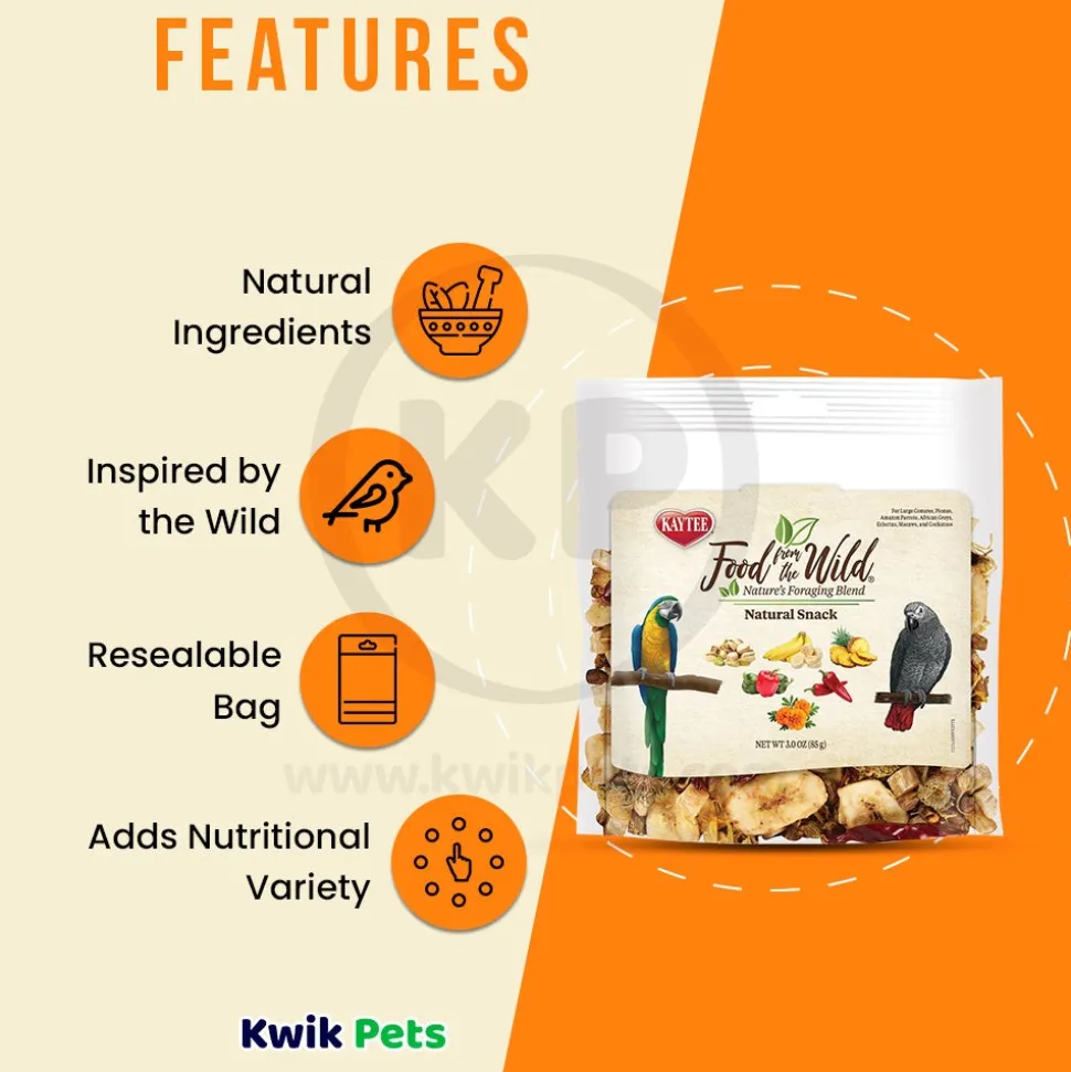 Kaytee Food from the Wild Natural Snack Medium & Large Pet Bird Treats 3-oz