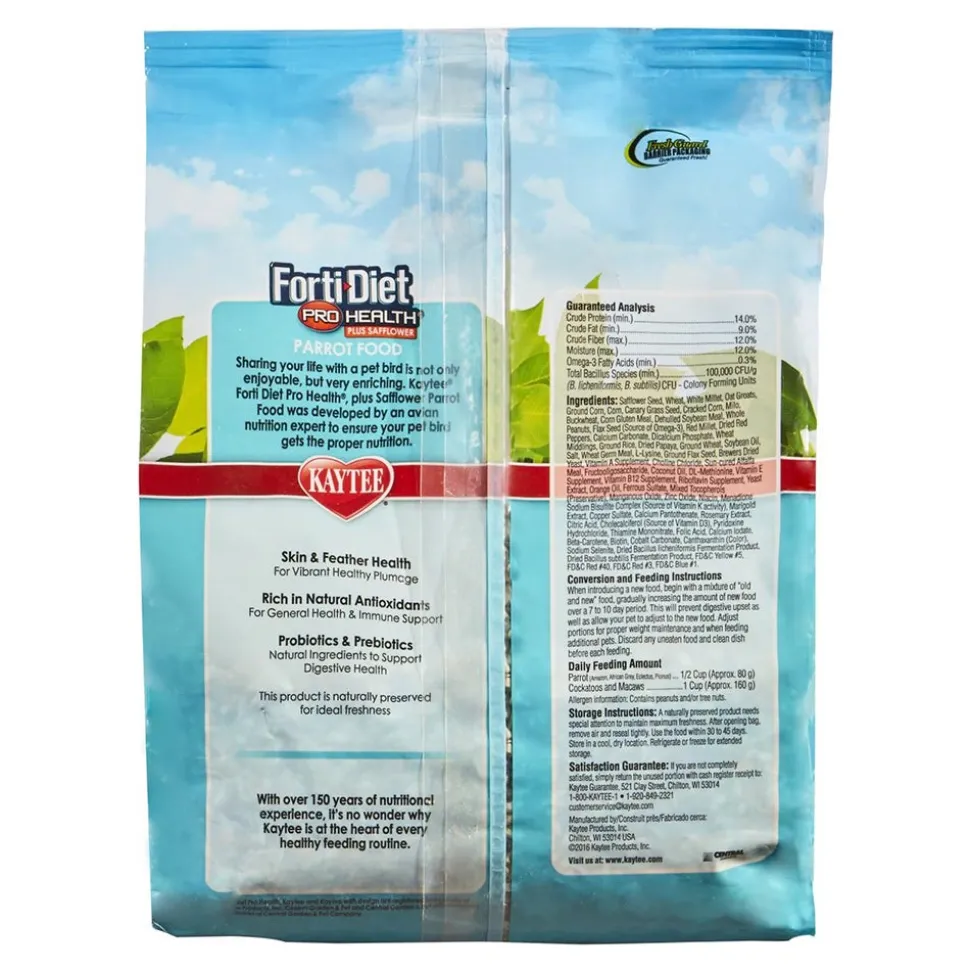 Kaytee Forti-Diet Pro Health Parrot Food with Safflower 4-lb