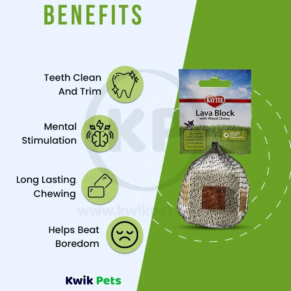Kaytee Lava Block with Wood Chews for Small Animals 2.5 in X 2.5 in X 5 in