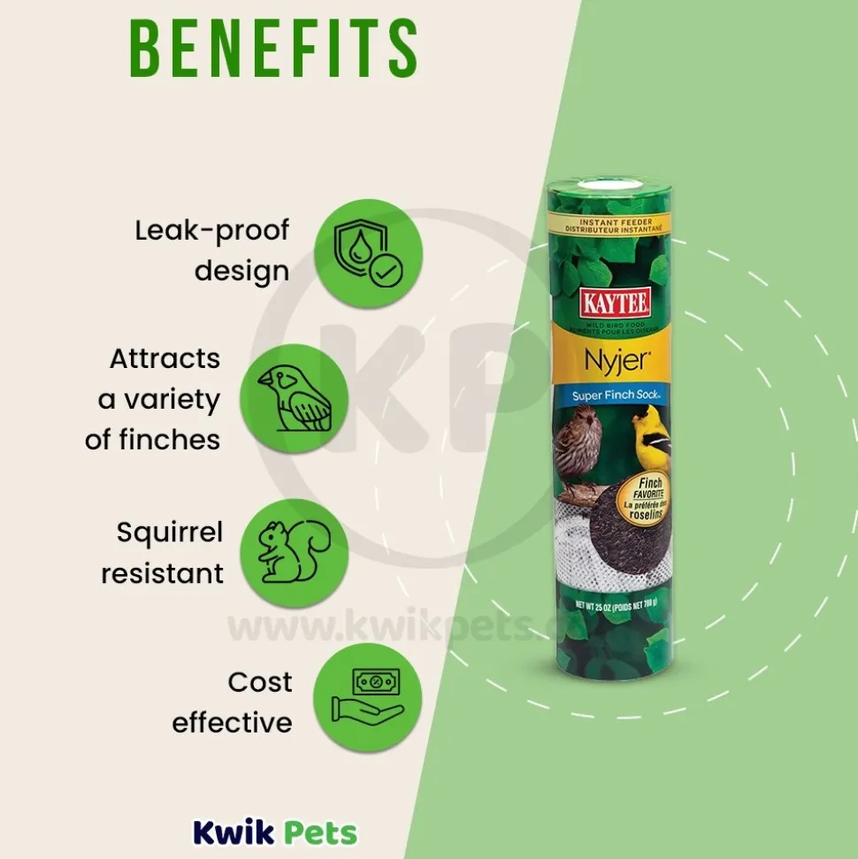 Kaytee Nyjer Super Finch Sock Wild Bird Food Instant Feeder 25-oz