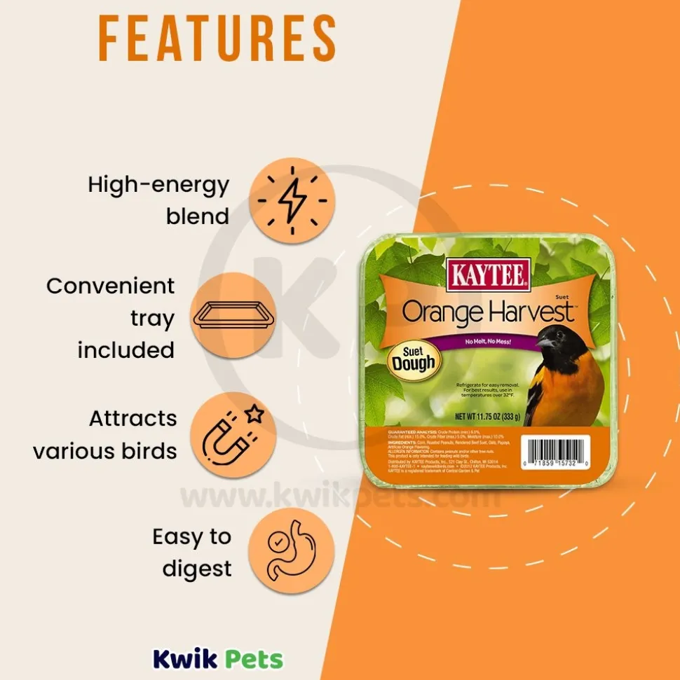 Kaytee Orange Harvest Wild Bird Suet Dough 11.75-oz