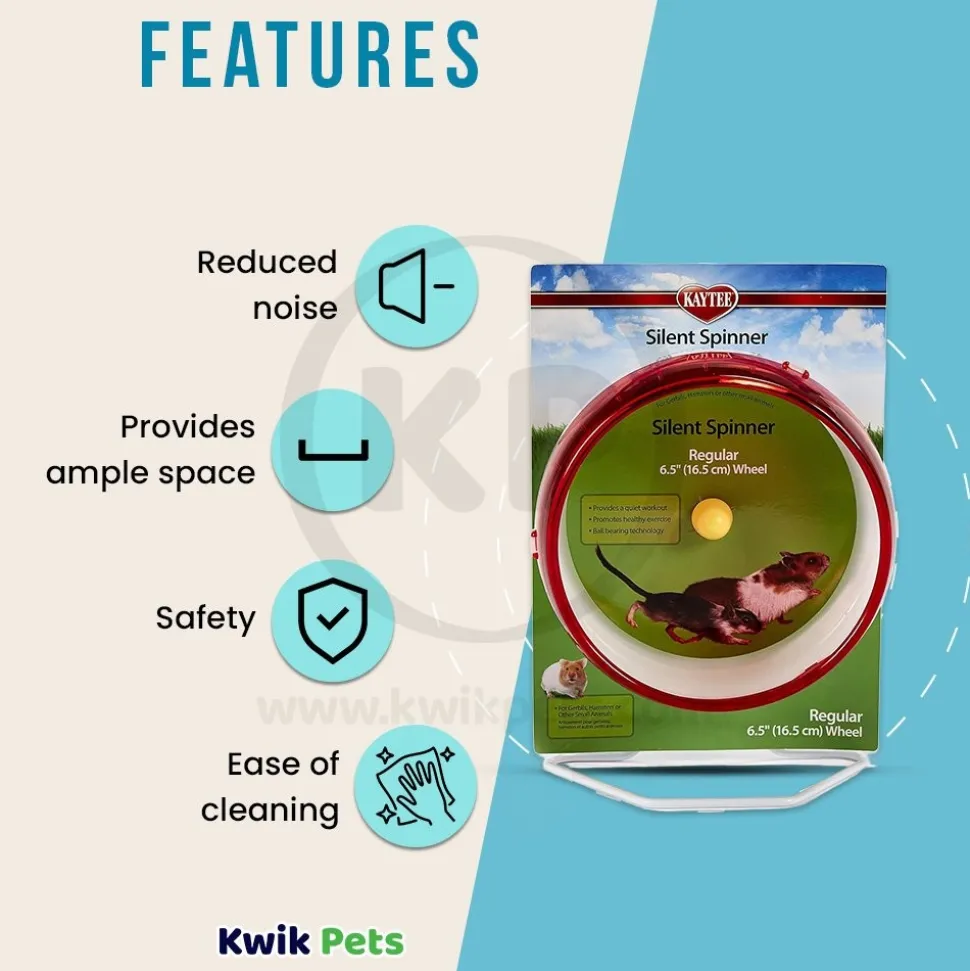 Kaytee Silent Spinner Wheel for Small Animals Clear Regular 6.5-in