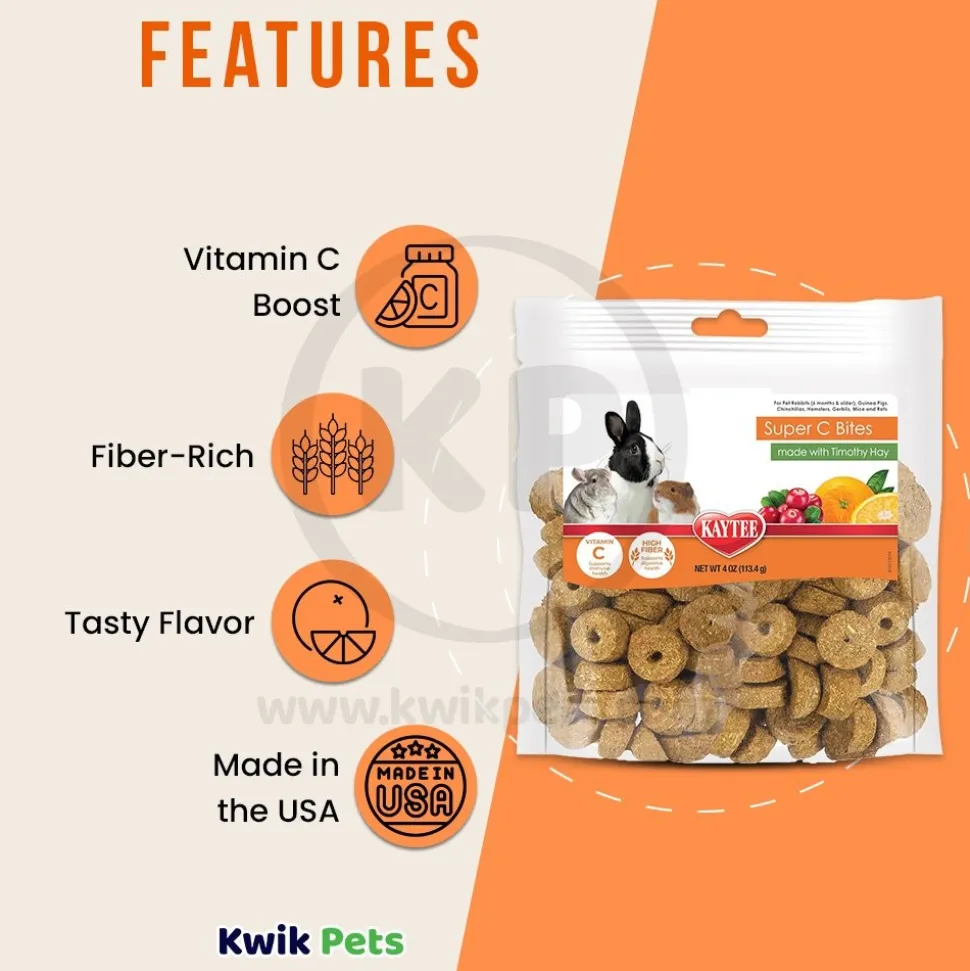 Kaytee Super C Bites Small Animals Treat Cranberry & Orange 4-oz