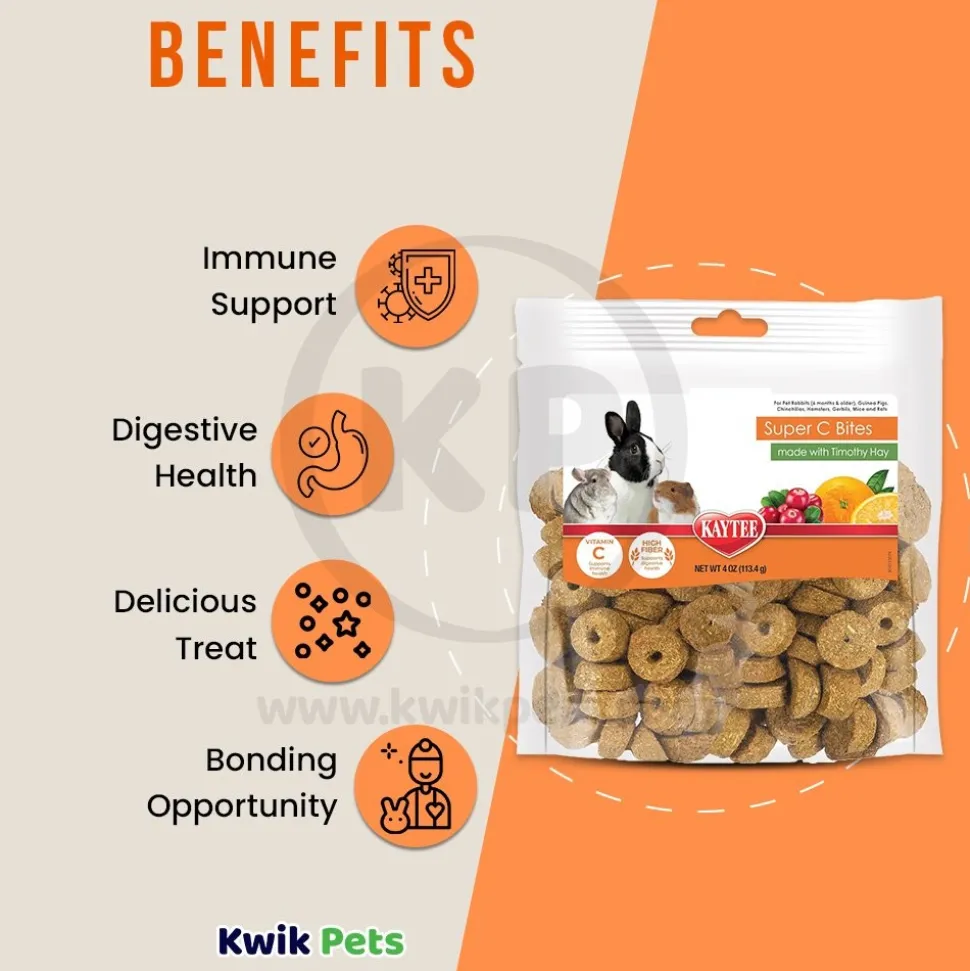 Kaytee Super C Bites Small Animals Treat Cranberry & Orange 4-oz