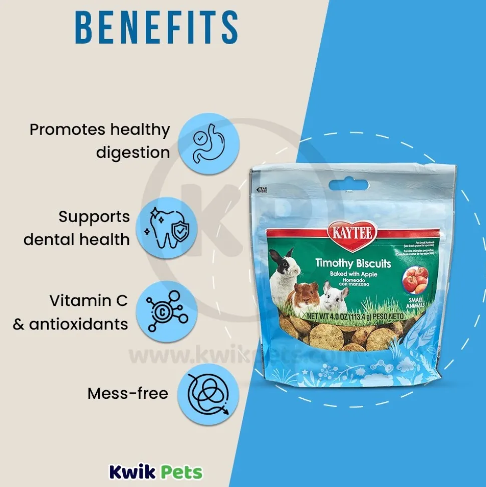 Kaytee Timothy Biscuits Baked with Apple Small Animal Treats 4-oz