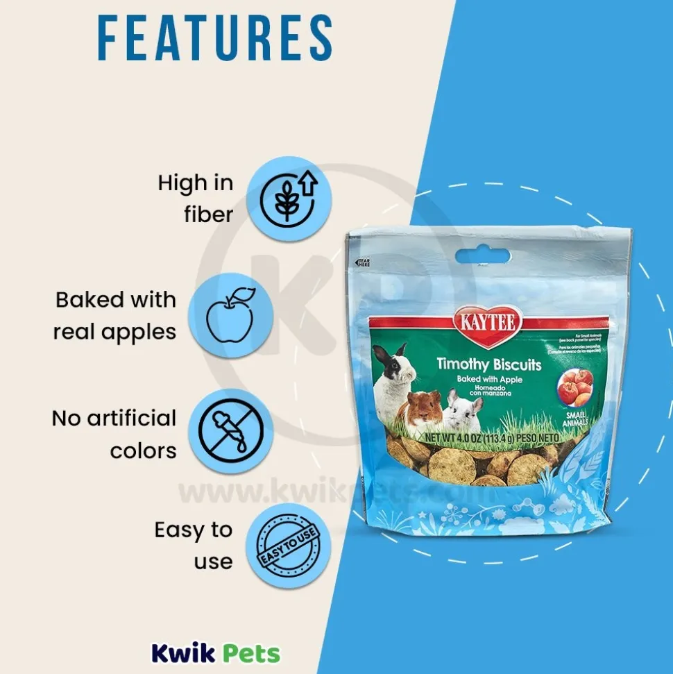 Kaytee Timothy Biscuits Baked with Apple Small Animal Treats 4-oz