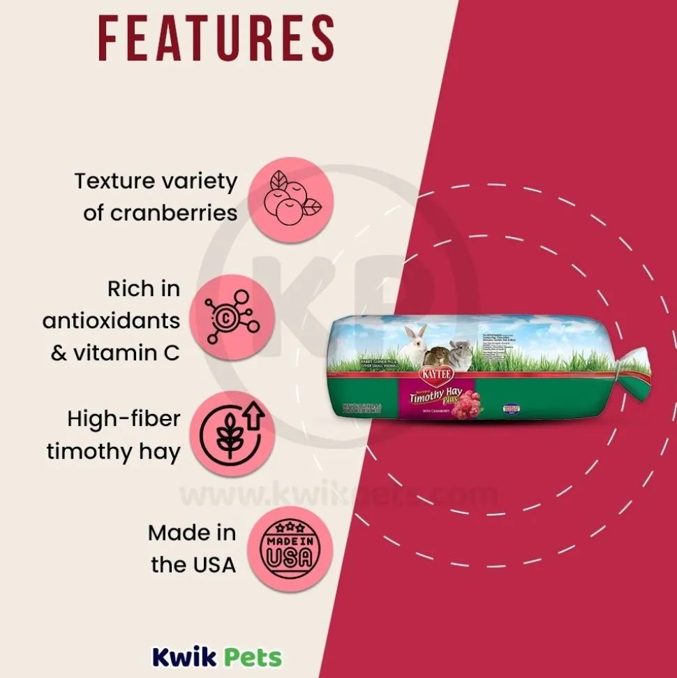 Kaytee Timothy Hay Plus Cranberries for Small Animals 24-oz