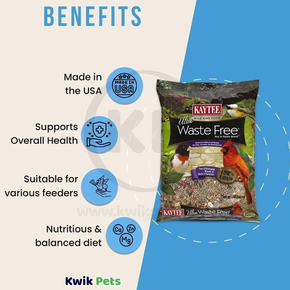 Kaytee Ultra Waste Free Nut & Raisin Blend Wild Bird Food 5-lb