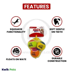 Kong Air Dog Squeakair Dog Toy Birthday Balls Medium 3 Count