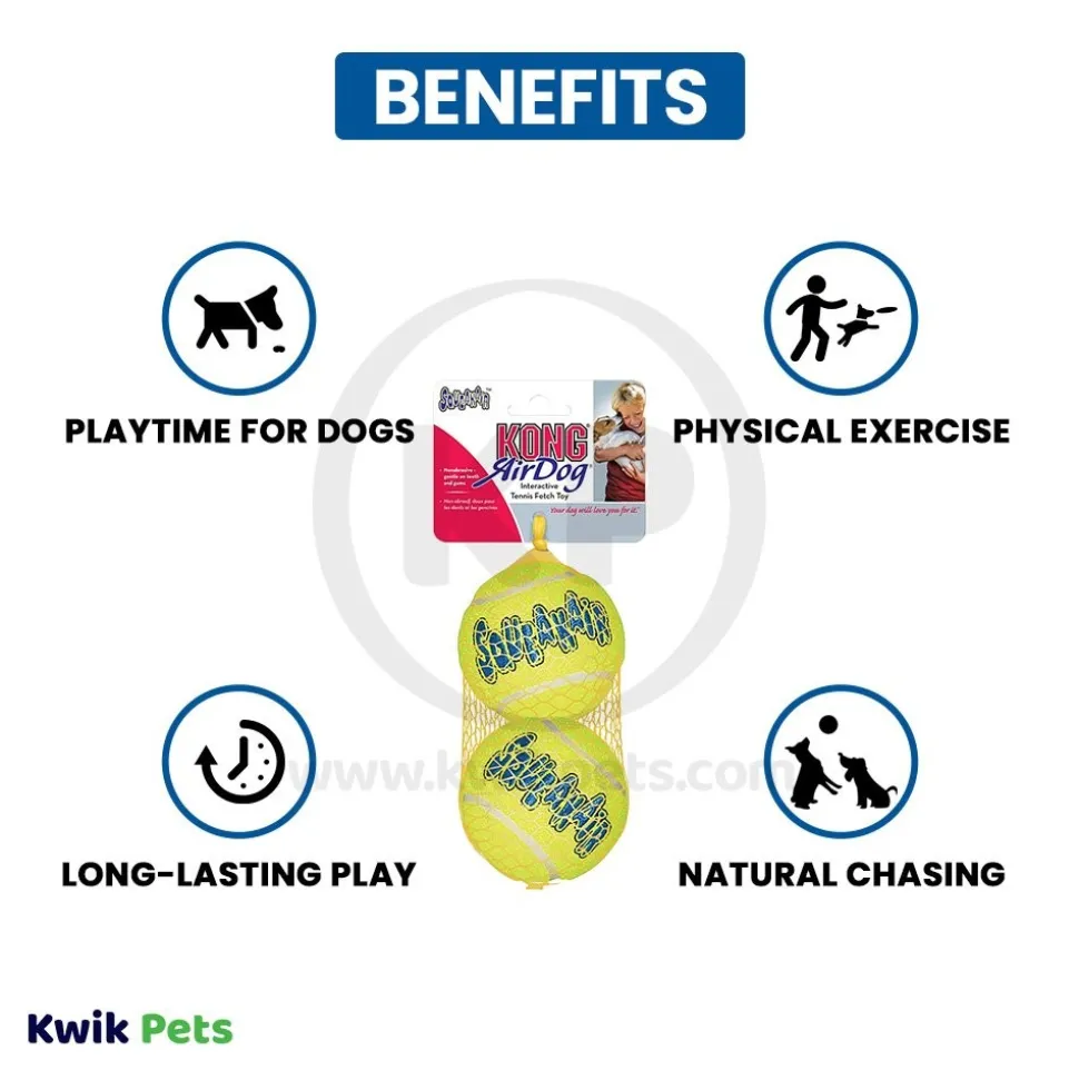 KONG AirDog Squeakair Tennis Ball Dog Toy Large 2 Count
