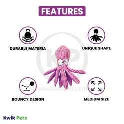KONG CuteSeas Octopus Dog Toy Pink Purple Medium