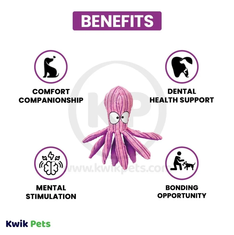KONG CuteSeas Octopus Dog Toy Pink Purple Medium