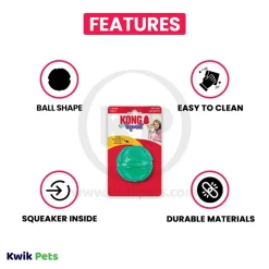 KONG Dental Squeezz Ball Dog Chew Toy Teal Medium