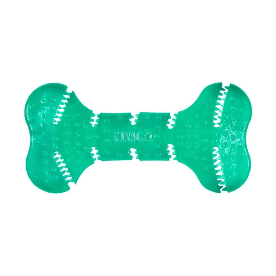 KONG Dental Squeezz Bone Dog Chew Toy Teal Medium