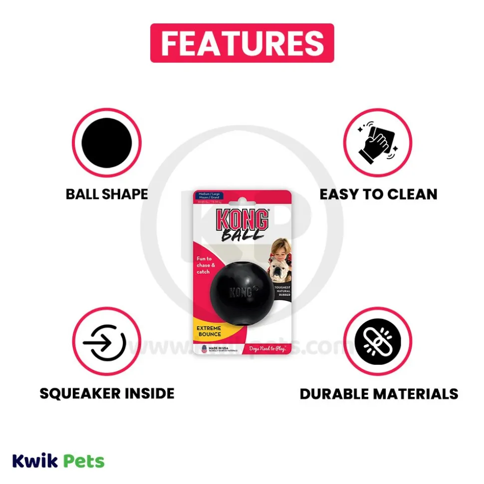 KONG Extreme Ball Dog Toy Black Medium/Large