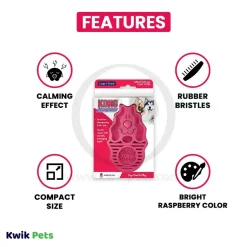 KONG Zoomgroom Rubber Dog Brush Raspberry Large