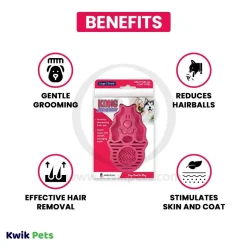KONG Zoomgroom Rubber Dog Brush Raspberry Large